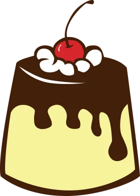 Delightful Chocolate Pudding Clipart with Whipped Cream and Cherry Topping