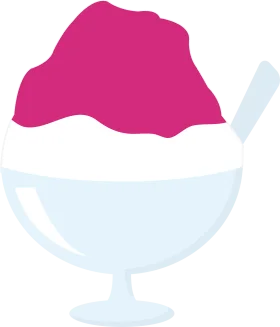 Delightful Pink and White Shaved Ice Dessert Clipart Illustration
