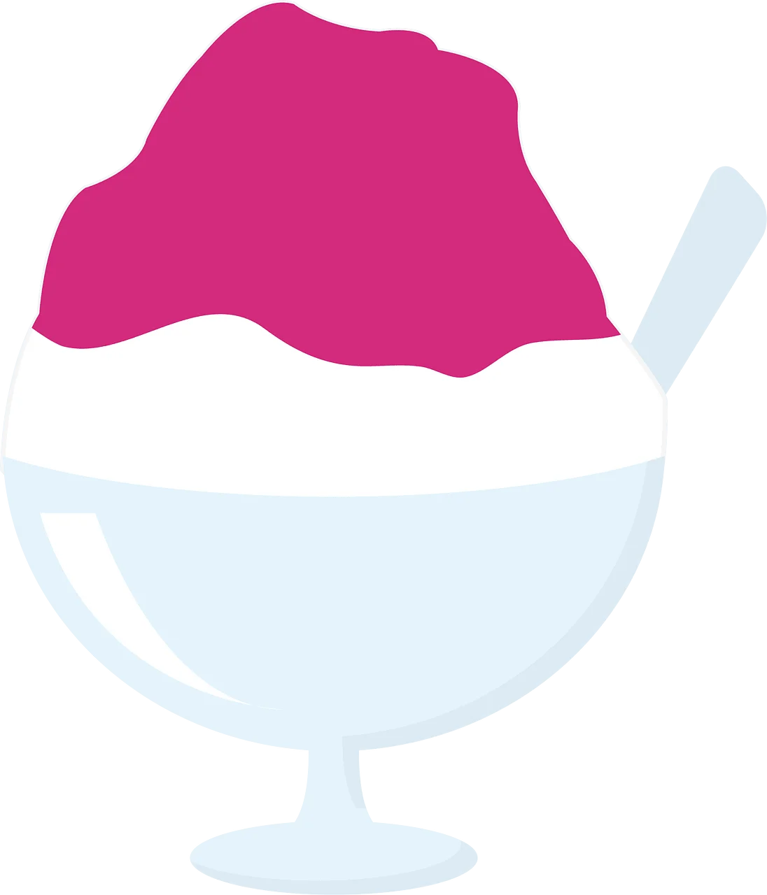 Delightful Pink and White Shaved Ice Dessert Clipart Illustration