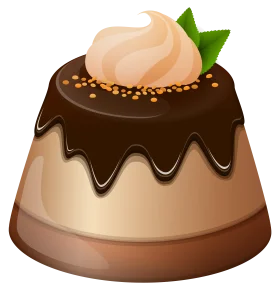 Elegant Chocolate Panna Cotta Dessert Clipart with Smooth Decorative Elements