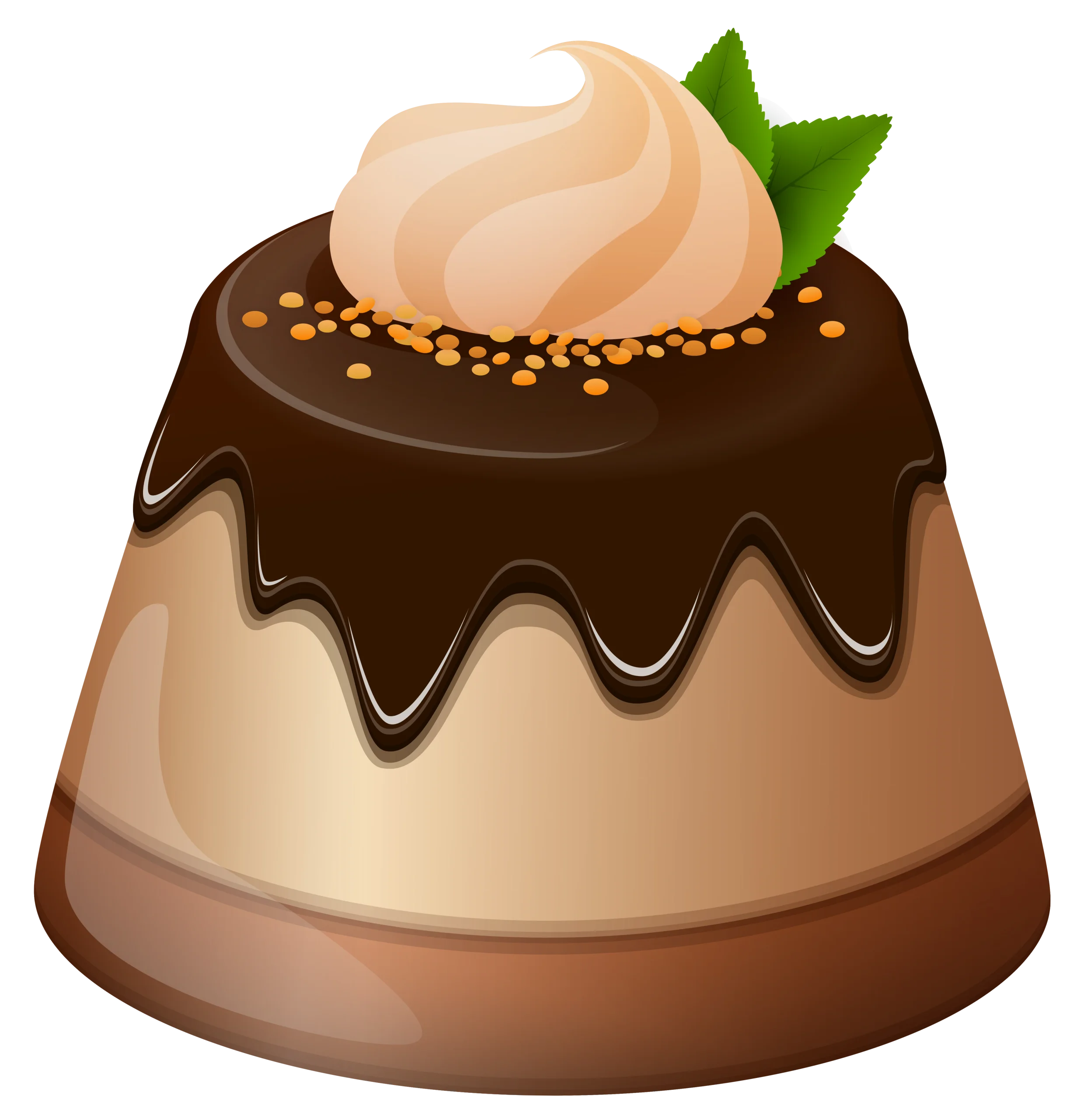 Elegant Chocolate Panna Cotta Dessert Clipart with Smooth Decorative Elements