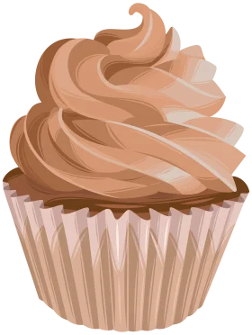Elegant Chocolate Swirl Cupcake Clipart with Soft Caramel Frosting