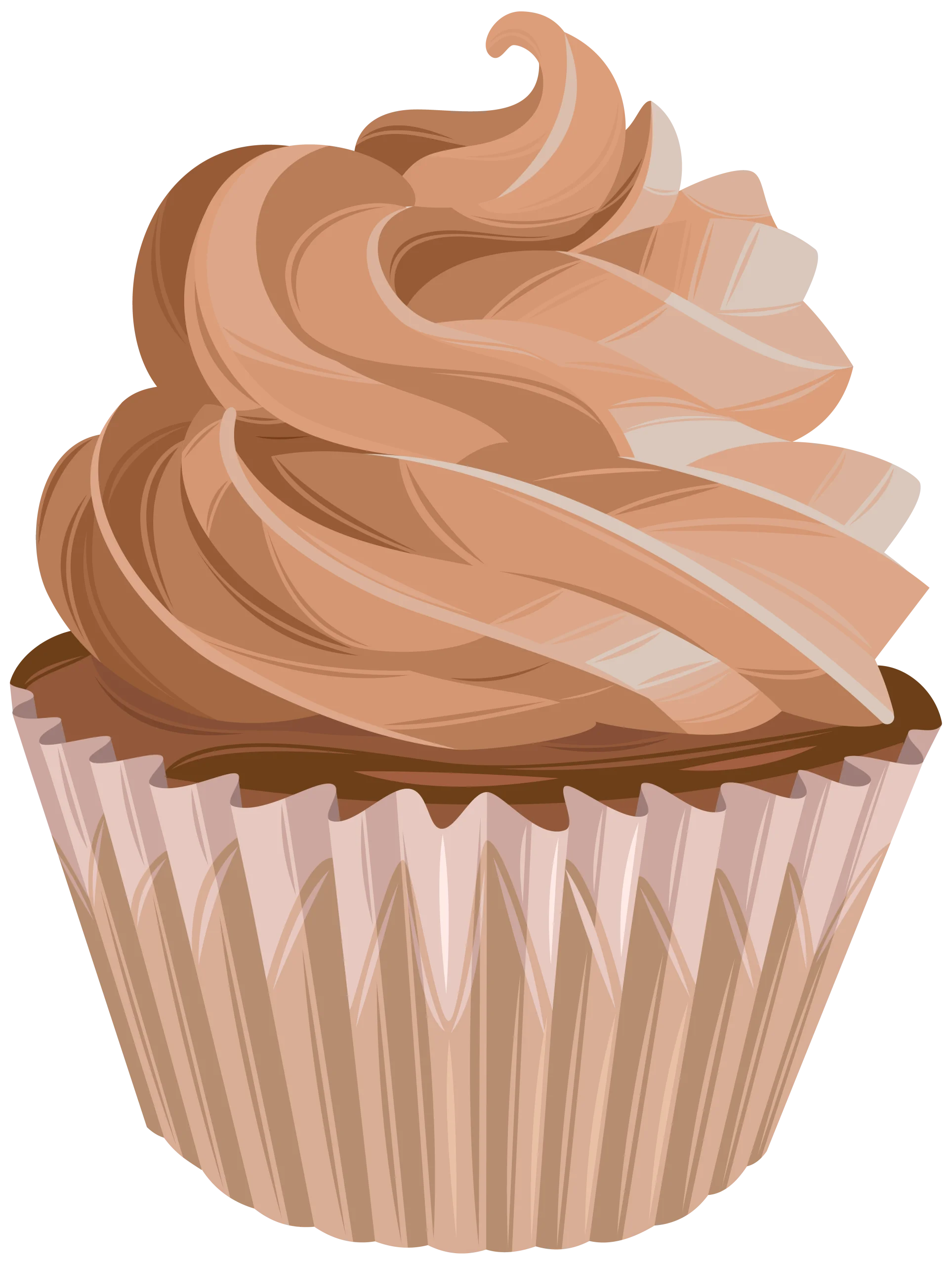 Elegant Chocolate Swirl Cupcake Clipart with Soft Caramel Frosting
