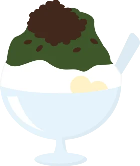 Elegant Matcha Green Tea Shaved Ice Dessert Clipart Illustration