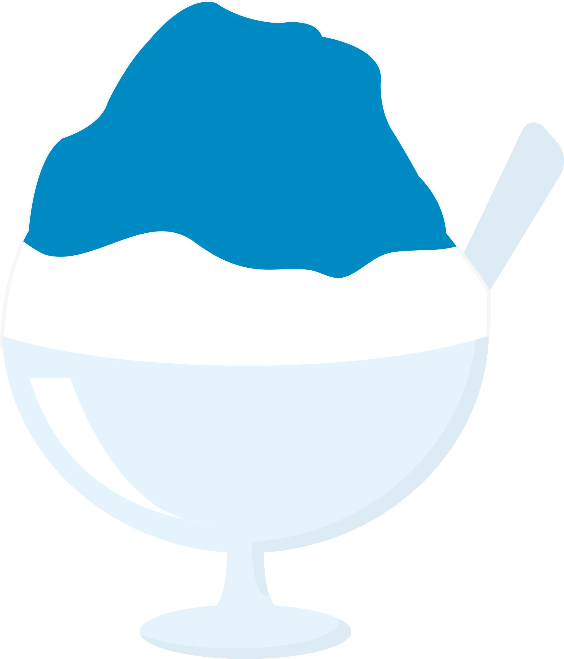 Serene Blue and White Shaved Ice Dessert Clipart with Soft Color Palette