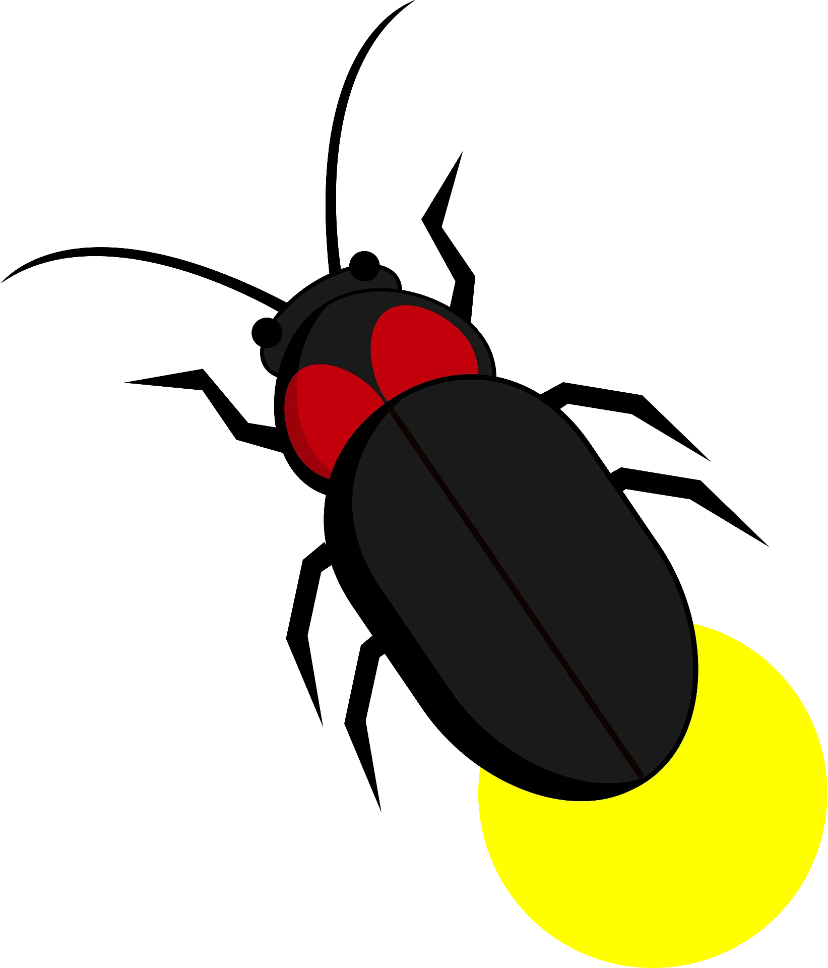 Stylized Black and Red Beetle Insect Clipart with Geometric Design