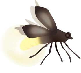 Stylized Firefly or Lightning Bug Clipart with Glowing Soft Illumination Effect