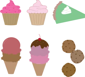 Sweet Treats Dessert Clipart Collection: Cupcakes, Ice Cream, and Cookies Graphic Set