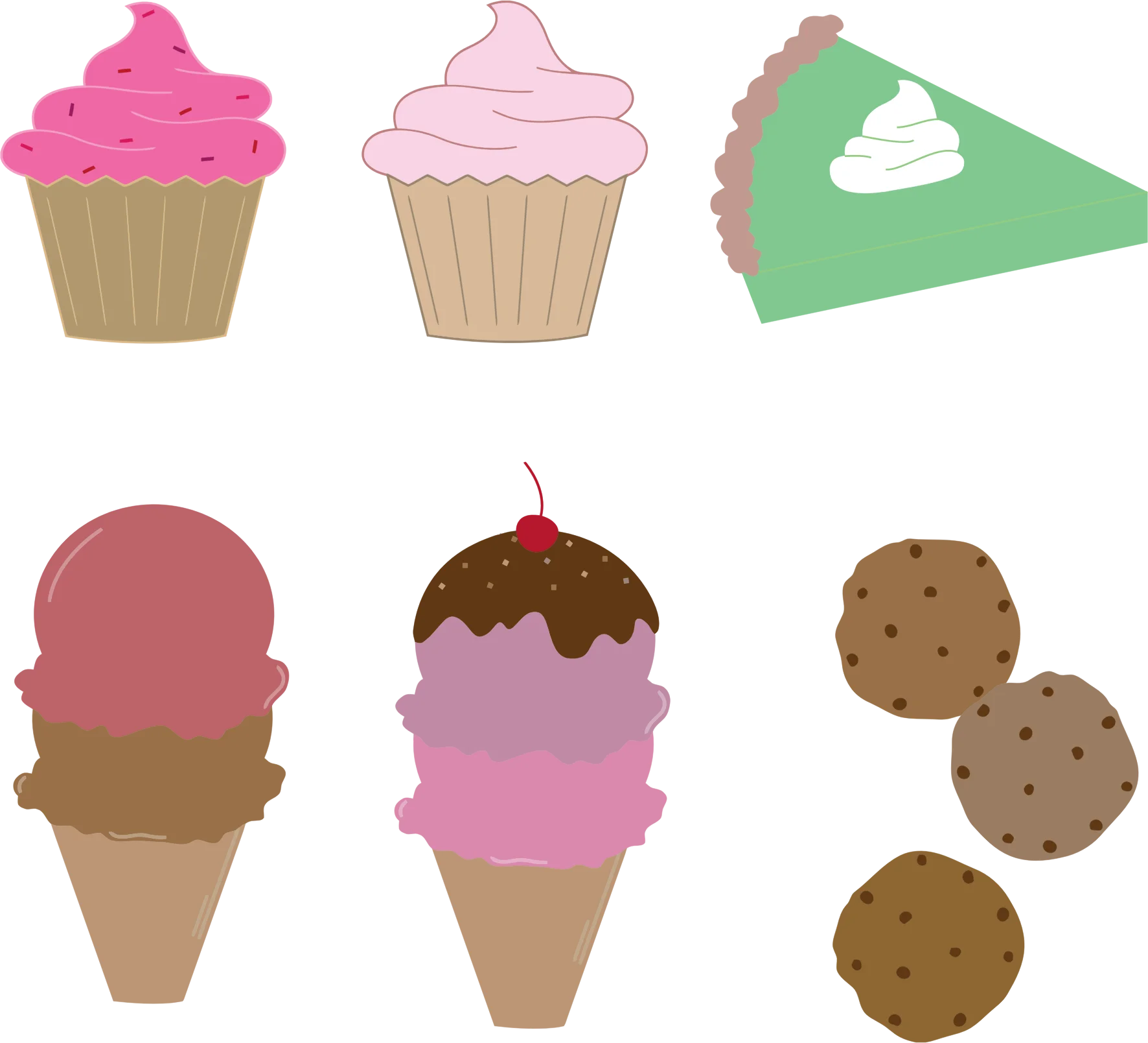 Sweet Treats Dessert Clipart Collection: Cupcakes, Ice Cream, and Cookies Graphic Set