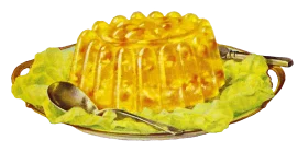 Vintage Golden Gelatin Dessert Clipart with Intricate Molded Design