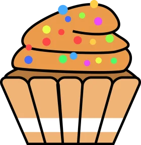Whimsical Chocolate Swirl Cupcake with Colorful Sprinkles Cartoon Clipart Design