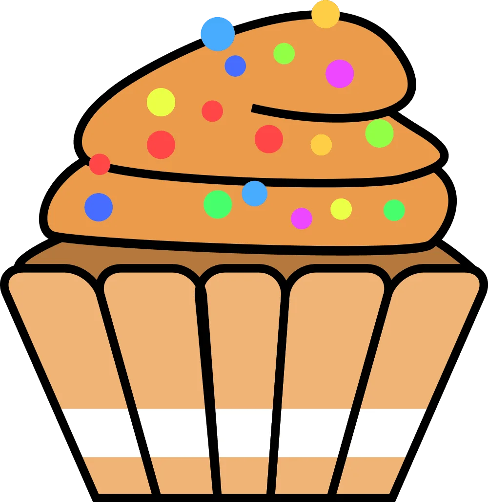 Whimsical Chocolate Swirl Cupcake with Colorful Sprinkles Cartoon Clipart Design
