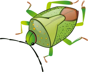 Whimsical Green Stink Bug Cartoon Clipart with Stylized Design