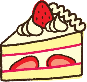 Whimsical Hand-Drawn Strawberry Shortcake Slice Dessert Clipart Illustration