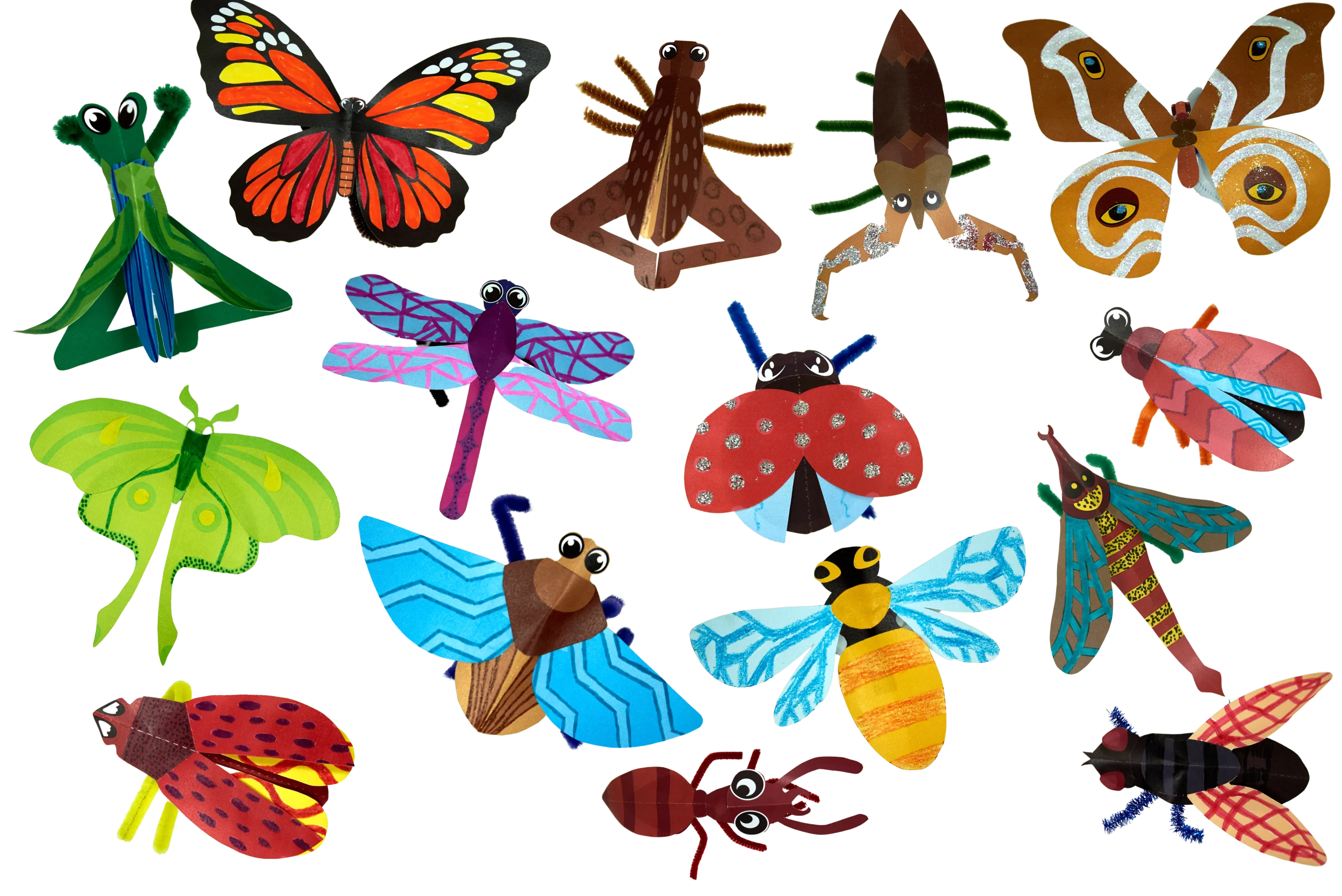 Whimsical Insect World: A Colorful Assemblage of Playful Clipart Creatures