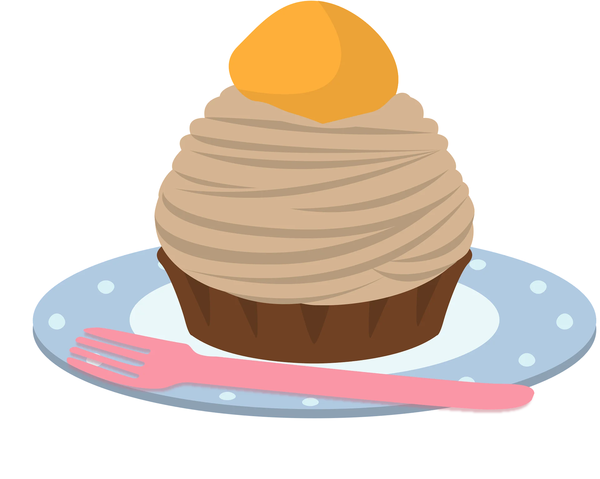 Whimsical Mont Blanc Dessert Clipart with Soft Color Palette and Delicate Swirls