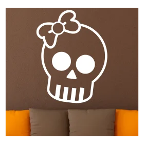 Adorable Girly Skull Clipart with Bow - Whimsical Wall Decor Design