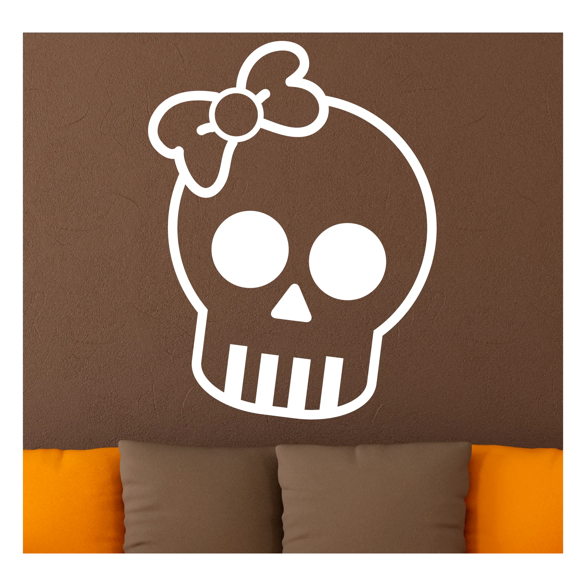 Adorable Girly Skull Clipart with Bow - Whimsical Wall Decor Design