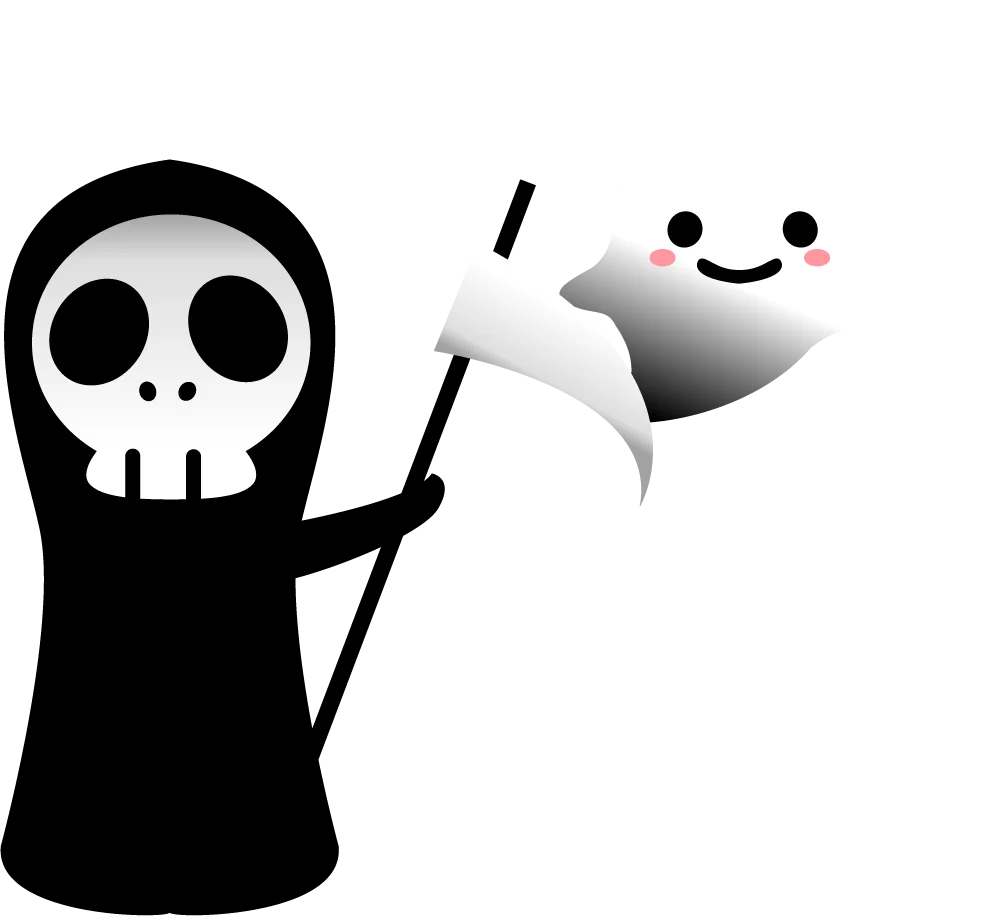 Adorable Grim Reaper and Friendly Ghost Cartoon Clipart Design