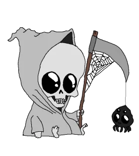 Adorable Grim Reaper Skeleton Clipart with Whimsical Cartoon Style