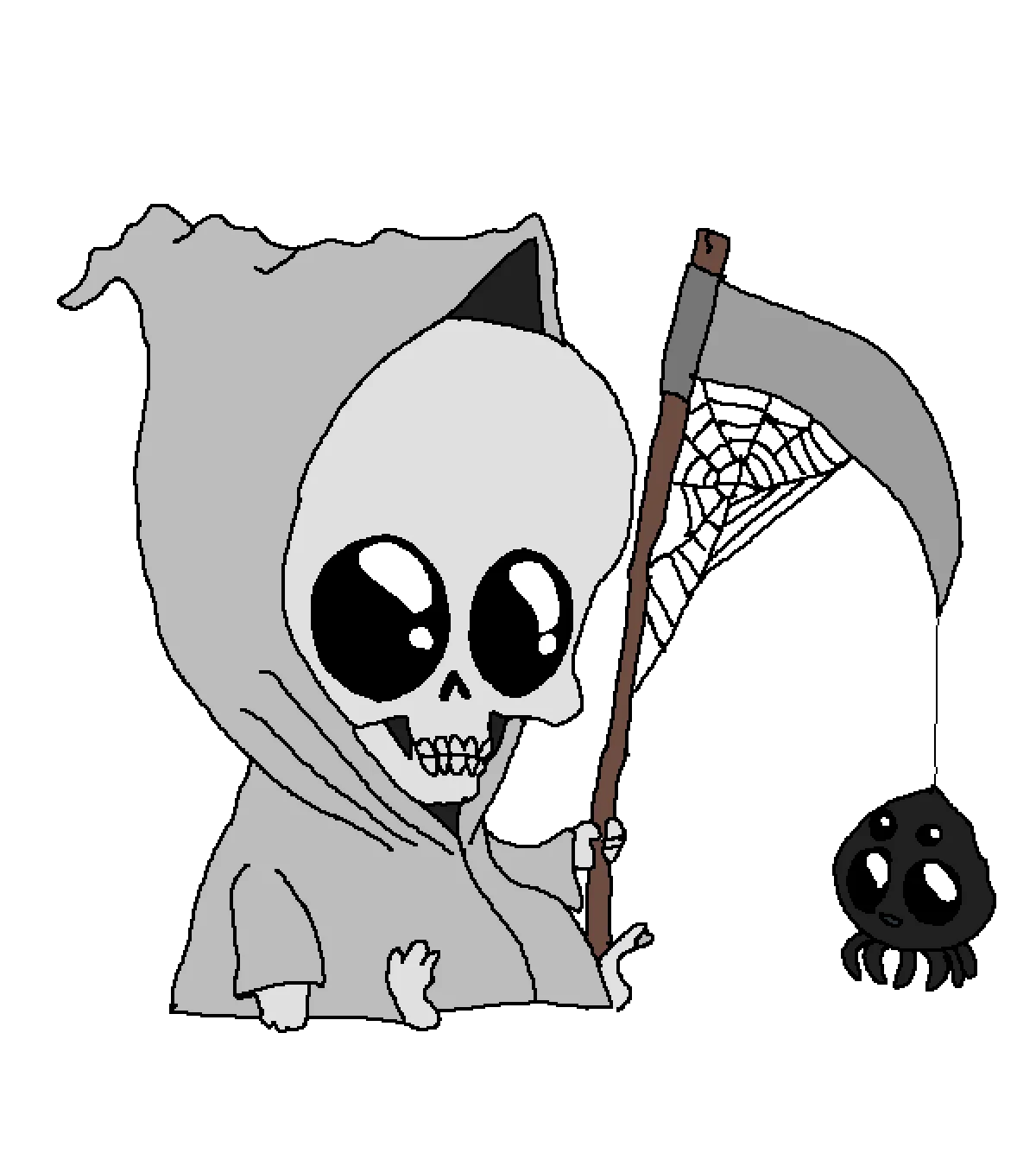 Adorable Grim Reaper Skeleton Clipart with Whimsical Cartoon Style