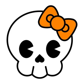 Adorable Halloween Kawaii Skull Clipart with Charming Orange Bow