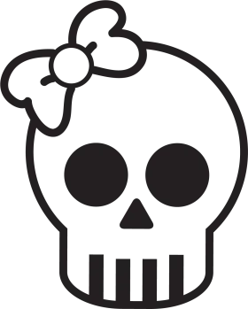 Adorable Kawaii Skull Clipart with Bow - Whimsical Halloween Design