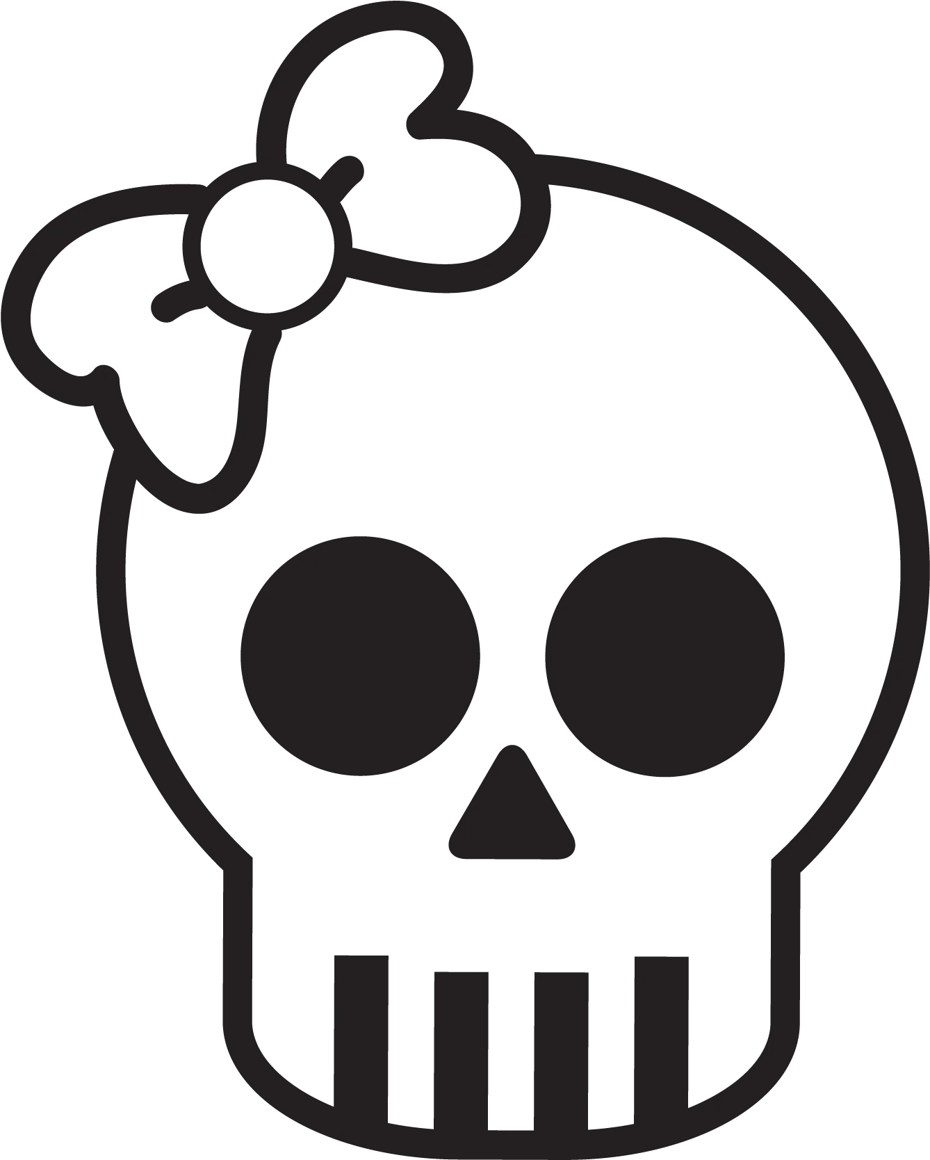 Adorable Kawaii Skull Clipart with Bow - Whimsical Halloween Design