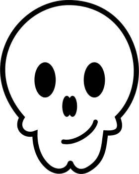 Adorable Minimalist Cartoon Skull Clipart with Playful Smile
