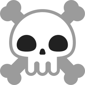 Adorable Monochrome Skull and Crossbones Cartoon Clipart Design with Playful Charm