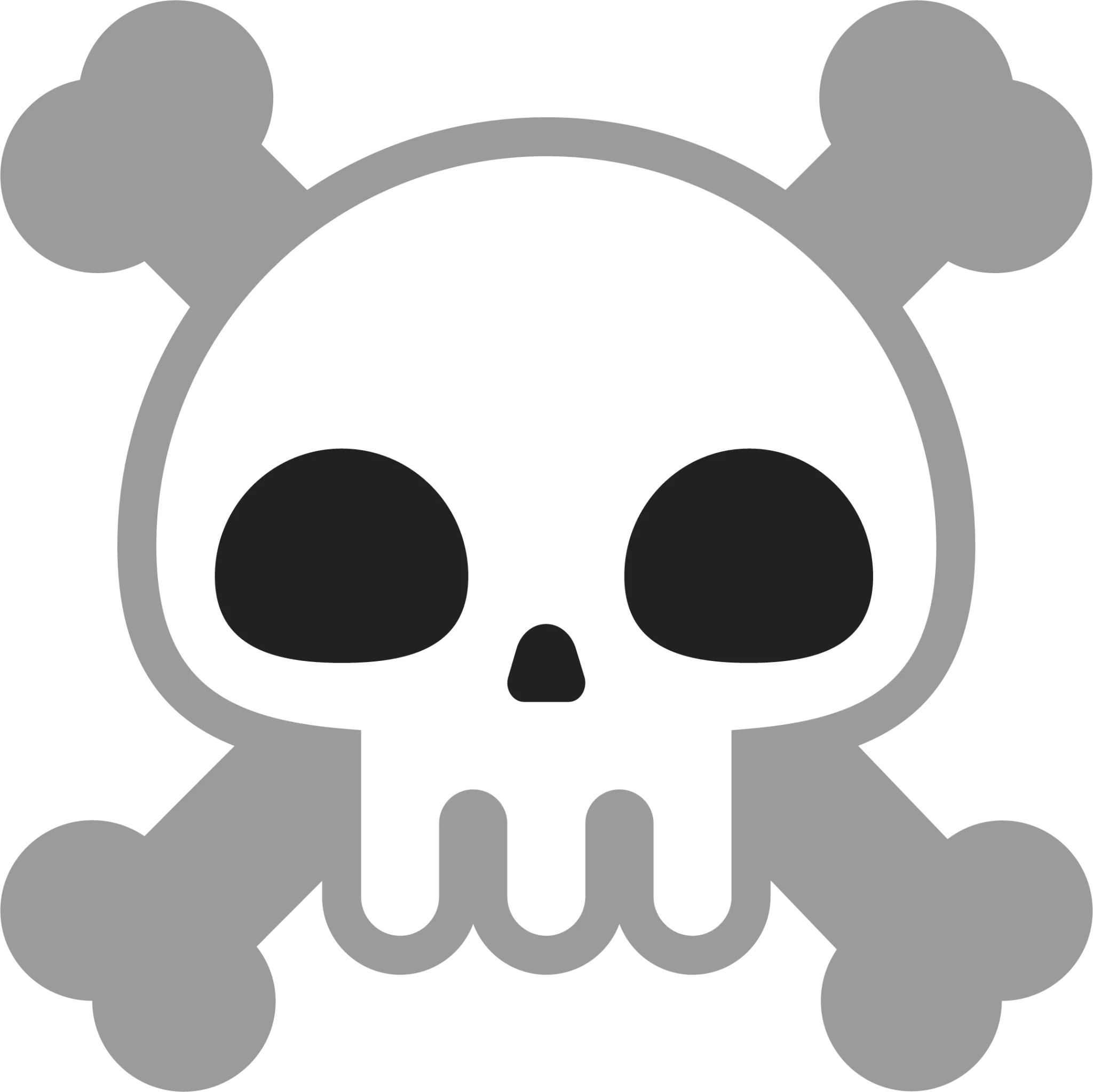 Adorable Monochrome Skull and Crossbones Cartoon Clipart Design with Playful Charm