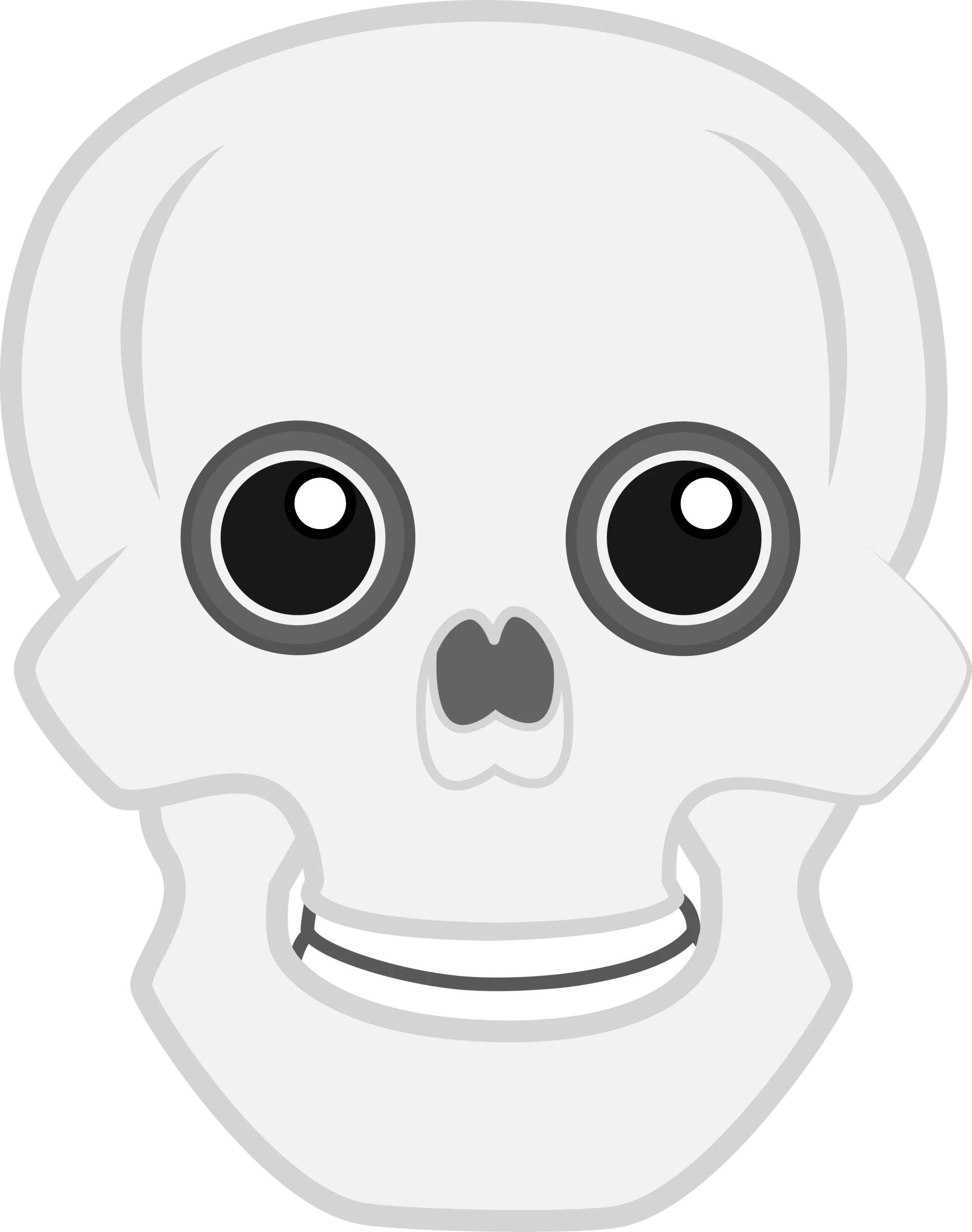 Adorable Monochrome Skull Clipart with Charming Cartoon Aesthetic Design