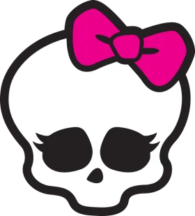 Adorable Monster High Skull Clipart with Girly Pink Bow Design