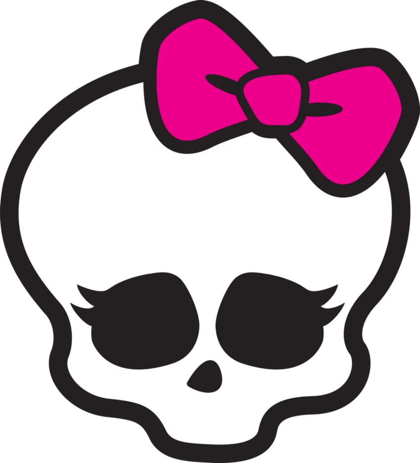 Adorable Monster High Skull Clipart with Girly Pink Bow Design