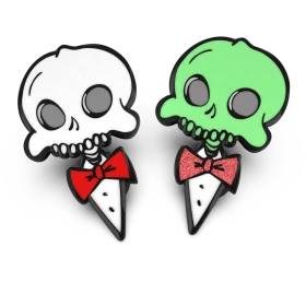 Charming Bow-Tied Skeletal Ice Cream Skulls Cartoon Clipart Collection