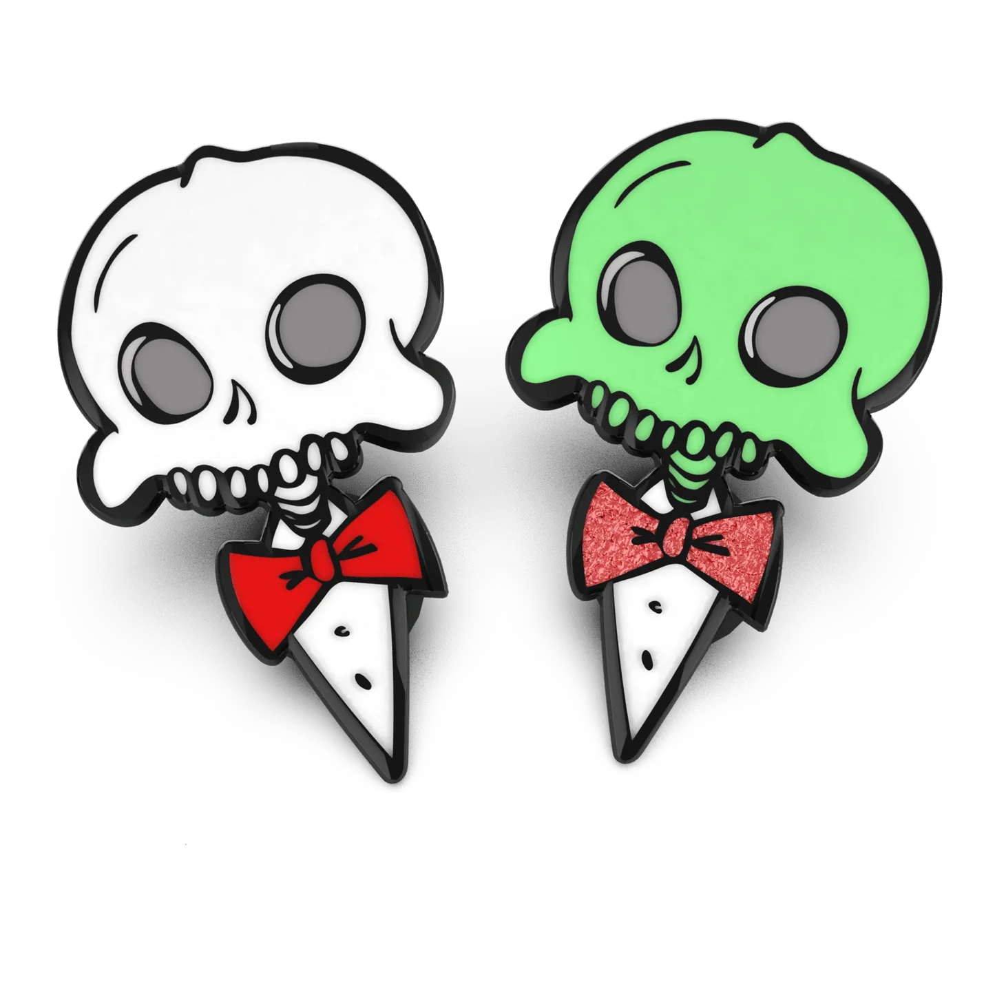 Charming Bow-Tied Skeletal Ice Cream Skulls Cartoon Clipart Collection