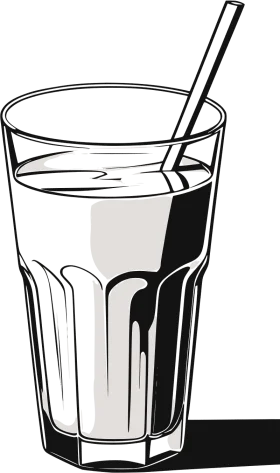 Classic Tall Glass of Refreshment Illustrated Beverage Clipart Design