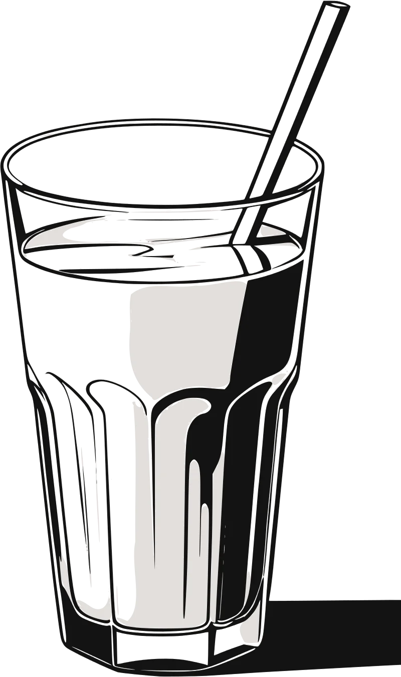 Classic Tall Glass of Refreshment Illustrated Beverage Clipart Design