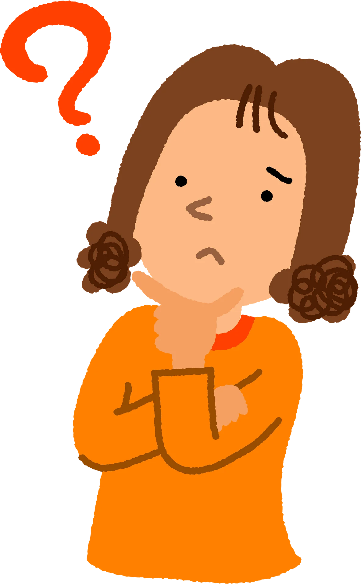 Confused Cartoon Character Pondering with Quirky Question Mark Clipart