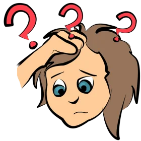 Confused Cartoon Character Scratching Head with Question Marks Clipart Illustration