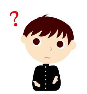 Confused Young Student in Dark School Uniform Clipart with Question Mark