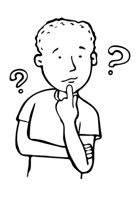 Contemplative Character Exploring Uncertainty through Simple Black and White Clipart
