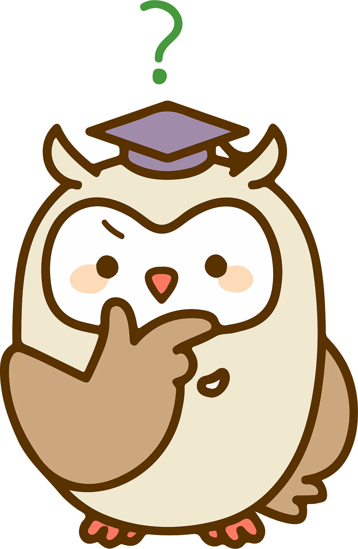 Contemplative Graduation Owl Clipart: A Puzzled Scholar with Graduation Cap