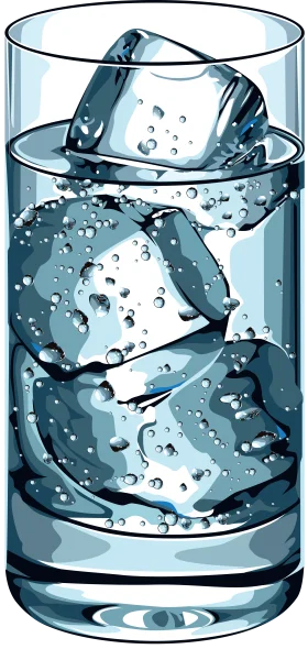 Crystal Clear Refreshment: Icy Cool Water Glass Clipart Design