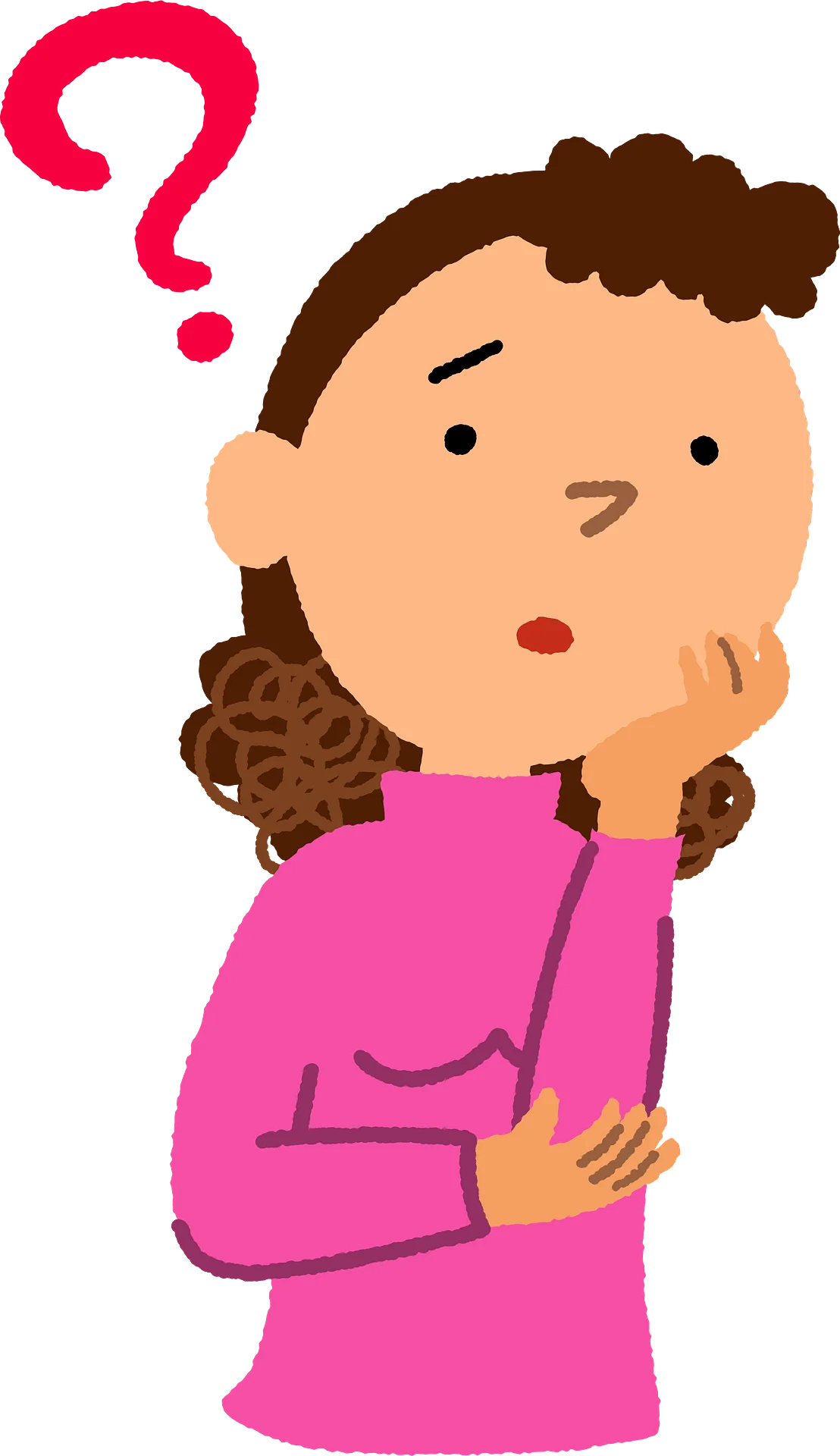 Curious Child Thinking Hard: Questioning Cartoon Clipart with Contemplative Pose