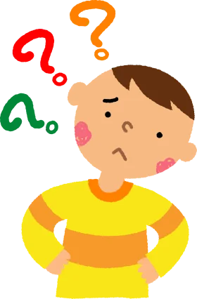 Curious Child with Colorful Question Mark Thought Bubbles Clipart Illustration