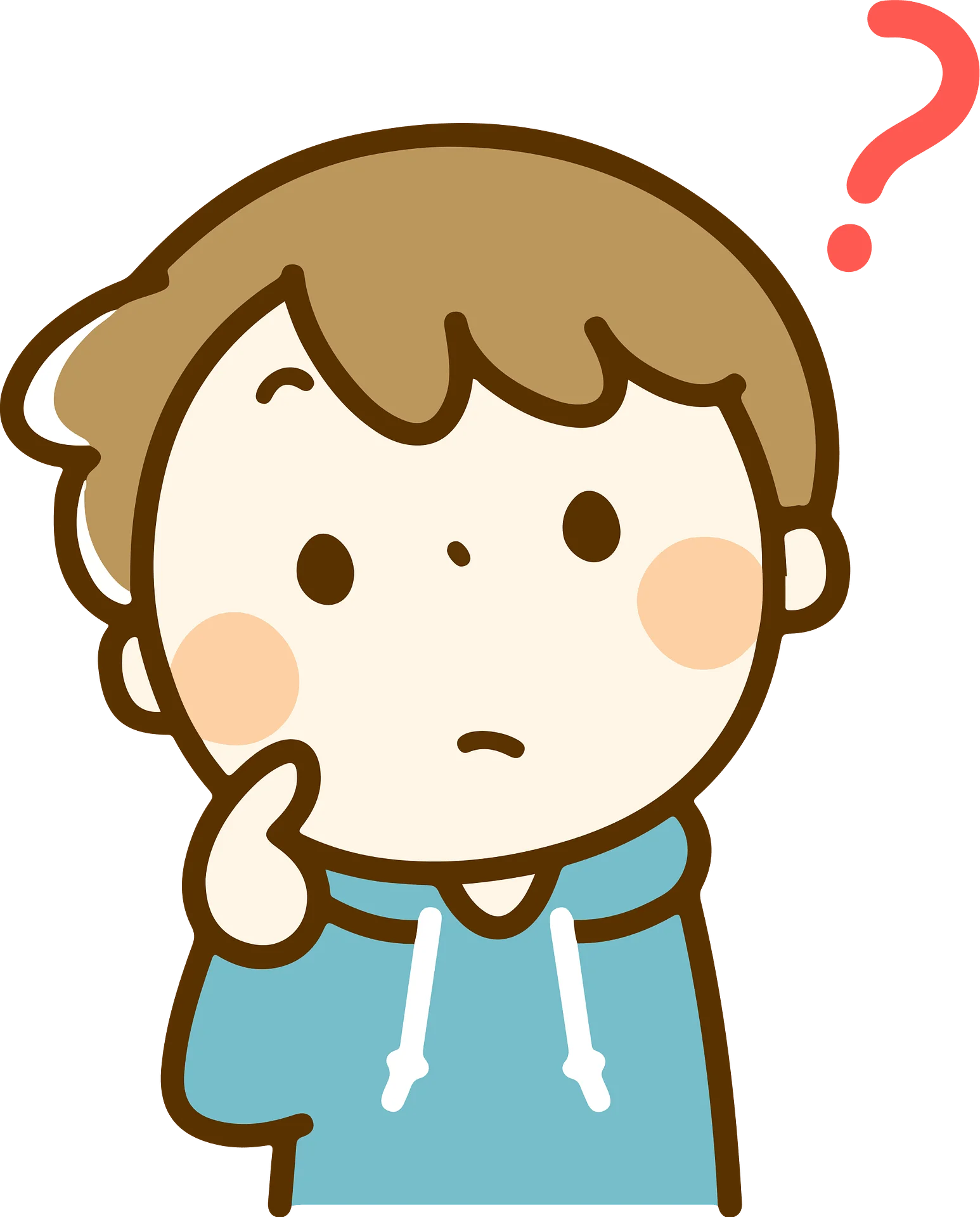 Curious Child with Questioning Expression Cartoon Clipart Illustration