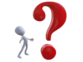 Curious Stick Figure Pondering a Giant Red Question Mark Clipart Illustration