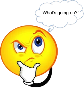 Curious Yellow Emoji Clipart: Puzzled Expression Seeking Clarity