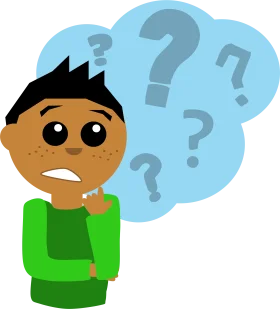 Curious Young Thinker Exploring Uncertainty Through Questioning Clipart Illustration